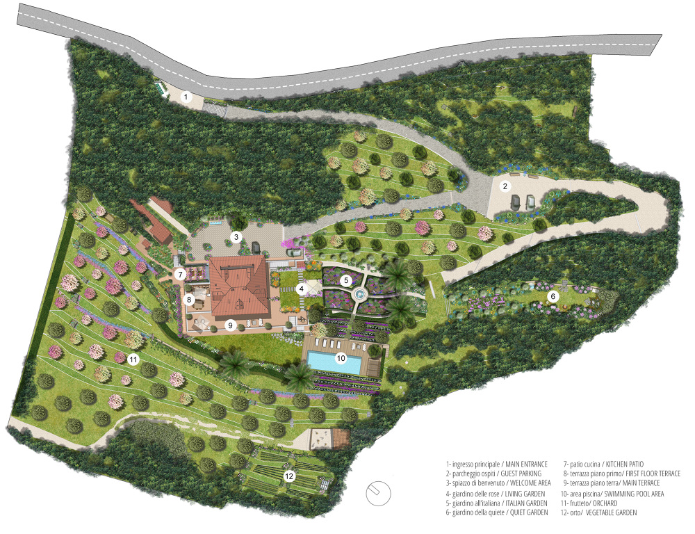 Villa gallia toscana. progetto degli esterni: la profiqua ... Progetti di architettura del paesaggio